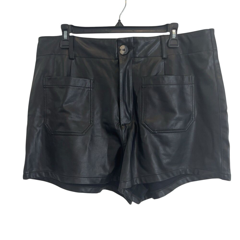 Maeve by Anthropologie Womens Size 34 The Colette Black Faux Leather Shorts